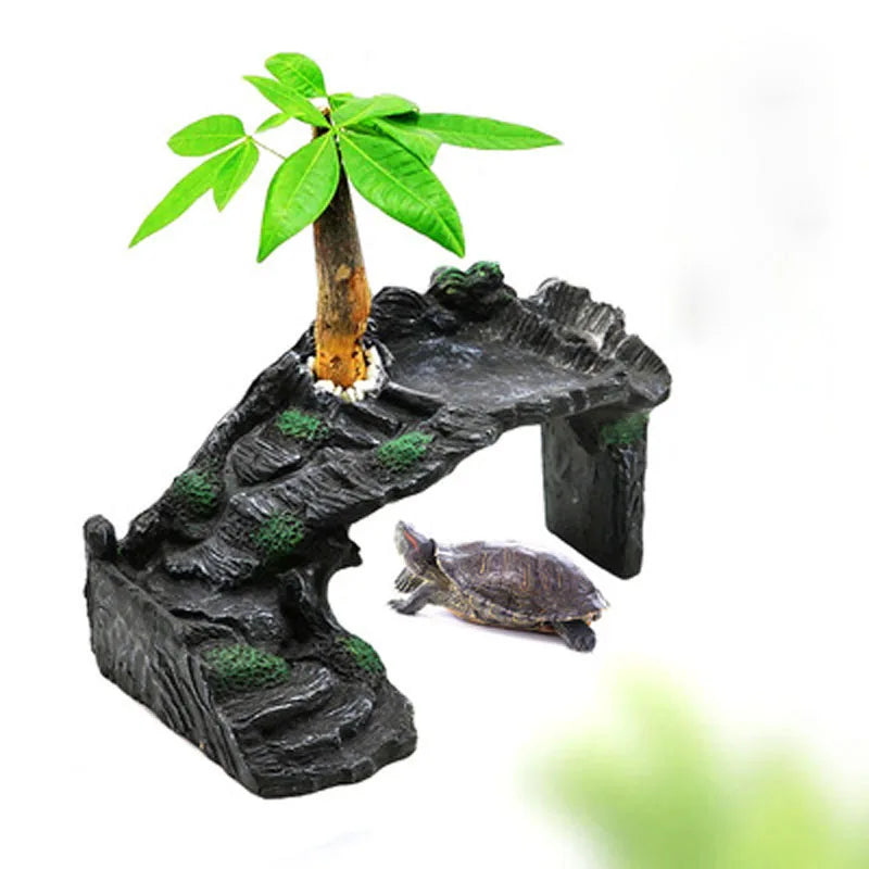 Resin Turtle Reptile Platform for Aquarium Decoration, Climb Ramp, Water and Aquatic Fish Tank, Ornament Decor