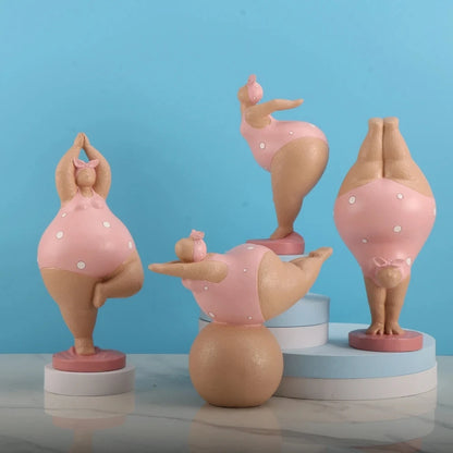 Resin Yoga Fat Lady Figurines Abstract Woman Statue Nordic Creative Ornaments Home Decor Living Room Desk Decoration Craft Gifts