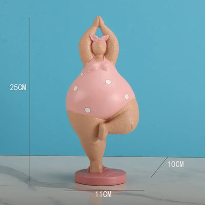 Resin Yoga Fat Lady Figurines Abstract Woman Statue Nordic Creative Ornaments Home Decor Living Room Desk Decoration Craft Gifts