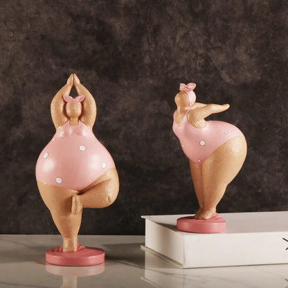 Resin Yoga Fat Lady Figurines Abstract Woman Statue Nordic Creative Ornaments Home Decor Living Room Desk Decoration Craft Gifts