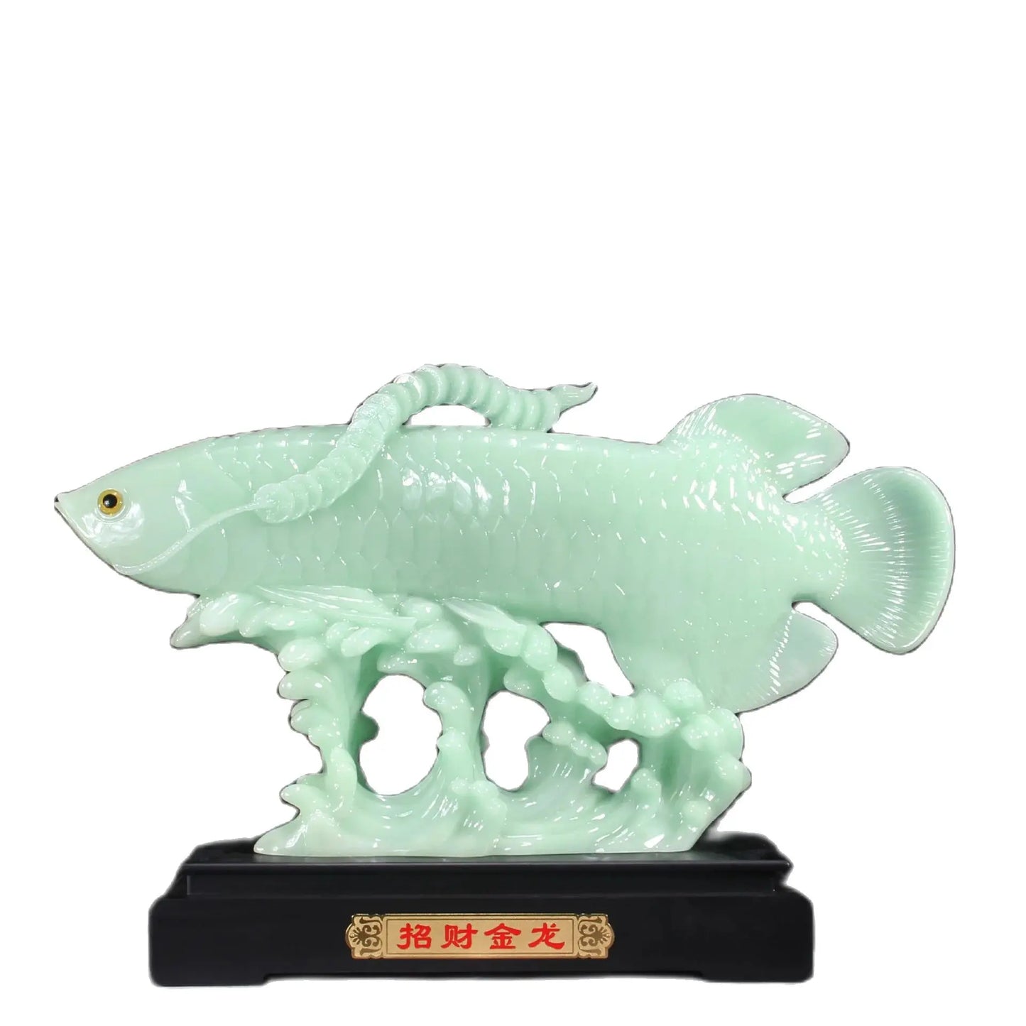 Resin blue ice jade fortune golden dragon fish ornaments crafts home living room office furnishings opening gift wholesale