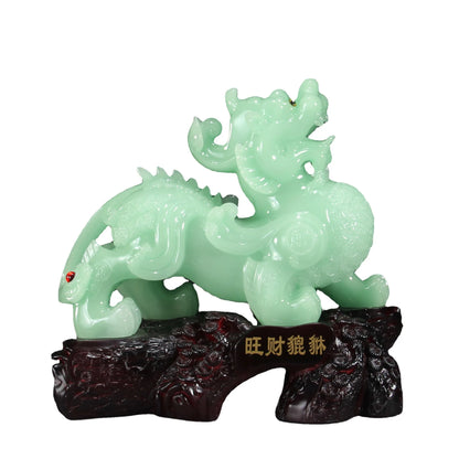 Resin crafts blue ice jade fortune pixiu placed a pair of large living room decoration shop opening gift