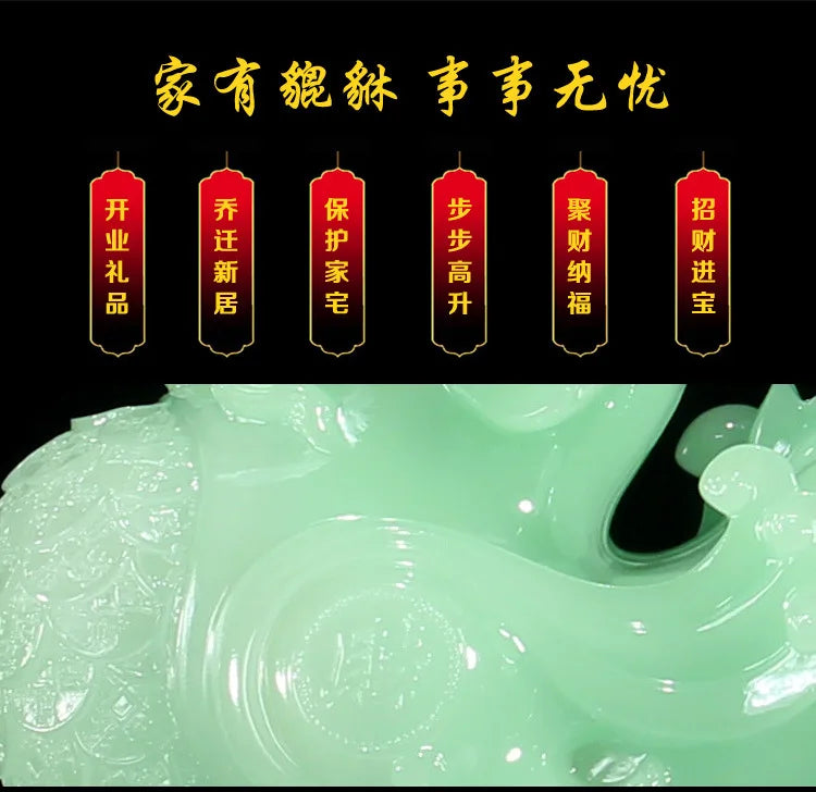 Resin crafts blue ice jade fortune pixiu placed a pair of large living room decoration shop opening gift