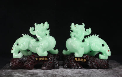 Resin crafts blue ice jade fortune pixiu placed a pair of large living room decoration shop opening gift