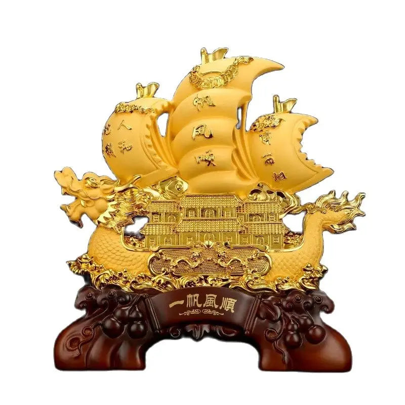 Resin feng shui Dragon Boat statue Sculpture crafts Company  housewarming gifts office wine cabinet home decoration accessories