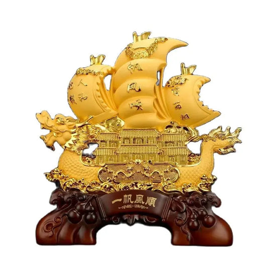 Resin feng shui Dragon Boat statue Sculpture crafts Company  housewarming gifts office wine cabinet home decoration accessories
