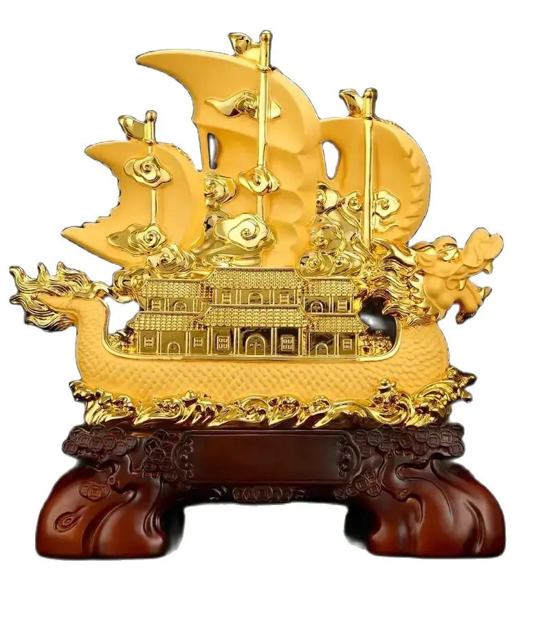Resin feng shui Dragon Boat statue Sculpture crafts Company  housewarming gifts office wine cabinet home decoration accessories
