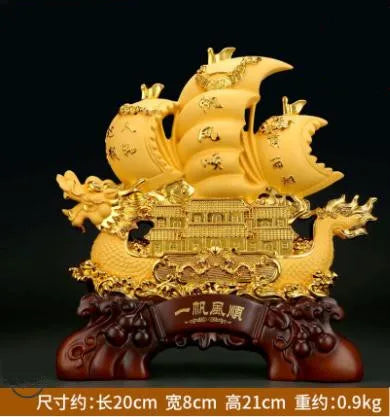 Resin feng shui Dragon Boat statue Sculpture crafts Company  housewarming gifts office wine cabinet home decoration accessories