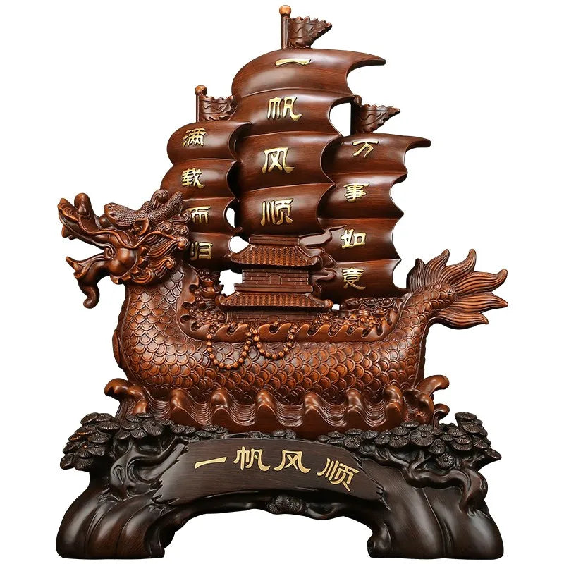 Resin feng shui Dragon Boat statue Sculpture crafts Company  housewarming gifts office wine cabinet home decoration accessories