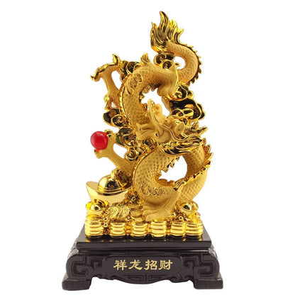 Resin gold placer Zodiac Dragon Wind Water Dragon Ornaments Jinlong Crafts Lucky Opening Gifts Office Desktop Display.