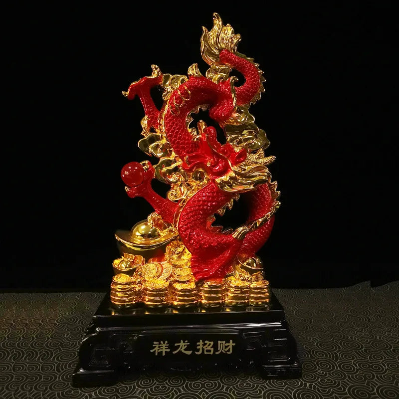 Resin gold placer Zodiac Dragon Wind Water Dragon Ornaments Jinlong Crafts Lucky Opening Gifts Office Desktop Display.