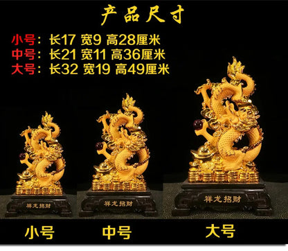 Resin gold placer Zodiac Dragon Wind Water Dragon Ornaments Jinlong Crafts Lucky Opening Gifts Office Desktop Display.