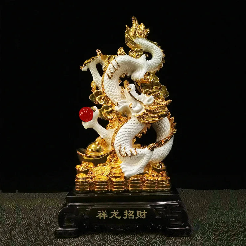 Resin gold placer Zodiac Dragon Wind Water Dragon Ornaments Jinlong Crafts Lucky Opening Gifts Office Desktop Display.