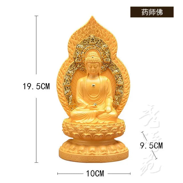 Resin golden avalokitesvara amida Buddha shakyamuni Buddha medicine guru Buddha maitreya crafts home decoration supplies temple