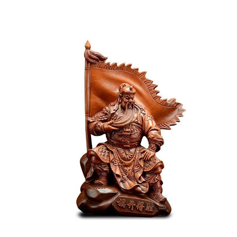 Resin imitation wood grain Guan Gong decorative figure Statue Resin art Home living room office Feng Shui Accessories