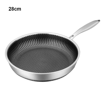 Restaurant Multifunctional Stainless Steel Deep Frying Pot Meat Non-stick Cooking Flat Pan Kitchen Gadget 24cm