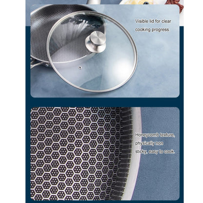 Restaurant Multifunctional Stainless Steel Deep Frying Pot Meat Non-stick Cooking Flat Pan Kitchen Gadget 24cm