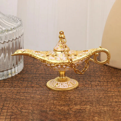 Retro Aladdin Magic Lamp, Home Decoration, Traditional, Hollow Out, Fairy Tale, Wishing Genie, Tea Pot Crafts, L12x H6.8cm
