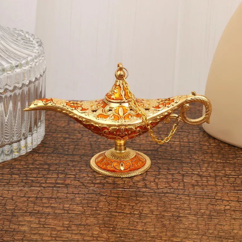 Retro Aladdin Magic Lamp, Home Decoration, Traditional, Hollow Out, Fairy Tale, Wishing Genie, Tea Pot Crafts, L12x H6.8cm
