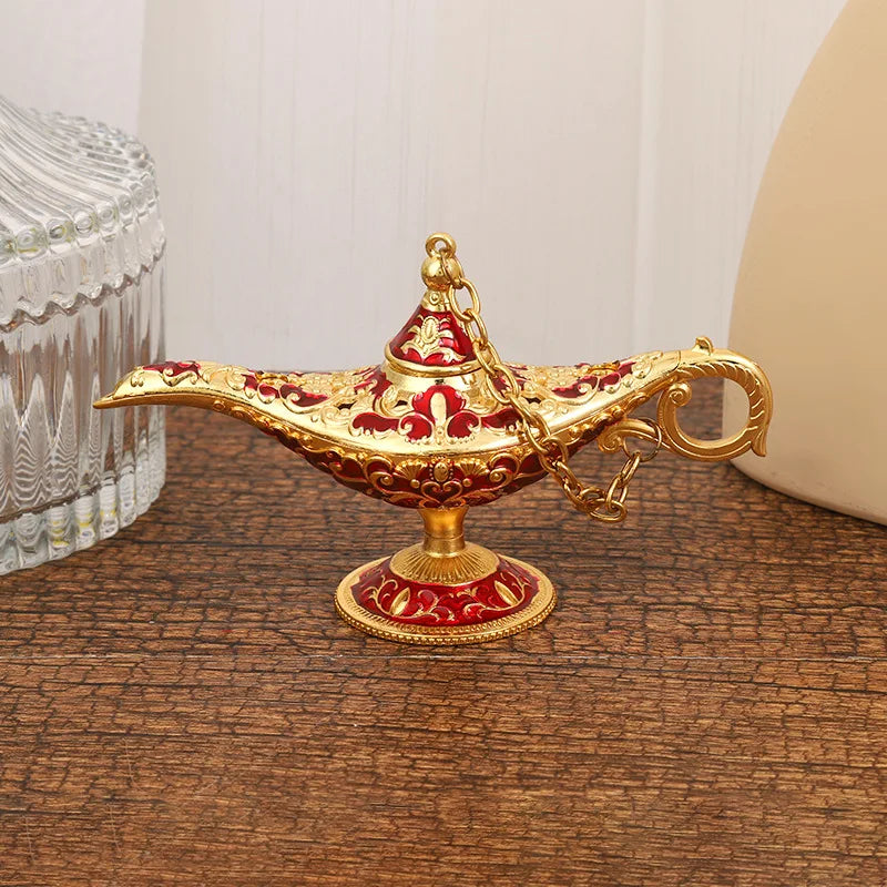 Retro Aladdin Magic Lamp, Home Decoration, Traditional, Hollow Out, Fairy Tale, Wishing Genie, Tea Pot Crafts, L12x H6.8cm