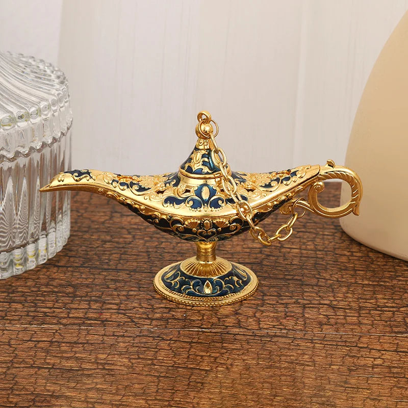 Retro Aladdin Magic Lamp, Home Decoration, Traditional, Hollow Out, Fairy Tale, Wishing Genie, Tea Pot Crafts, L12x H6.8cm