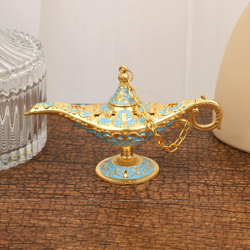 Retro Aladdin Magic Lamp, Home Decoration, Traditional, Hollow Out, Fairy Tale, Wishing Genie, Tea Pot Crafts, L12x H6.8cm