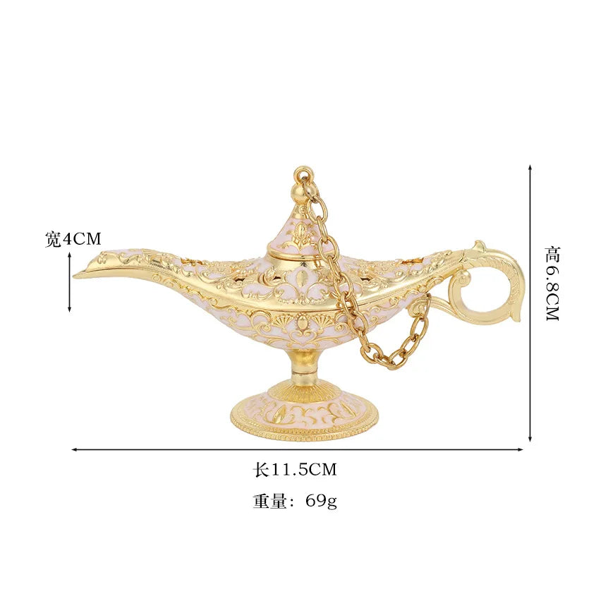 Retro Aladdin Magic Lamp, Home Decoration, Traditional, Hollow Out, Fairy Tale, Wishing Genie, Tea Pot Crafts, L12x H6.8cm