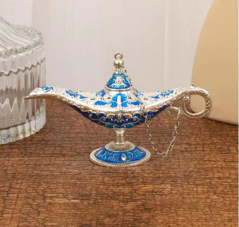 Retro Aladdin Magic Lamp, Home Decoration, Traditional, Hollow Out, Fairy Tale, Wishing Genie, Tea Pot Crafts, L12x H6.8cm