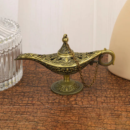 Retro Aladdin Magic Lamp, Home Decoration, Traditional, Hollow Out, Fairy Tale, Wishing Genie, Tea Pot Crafts, L12x H6.8cm