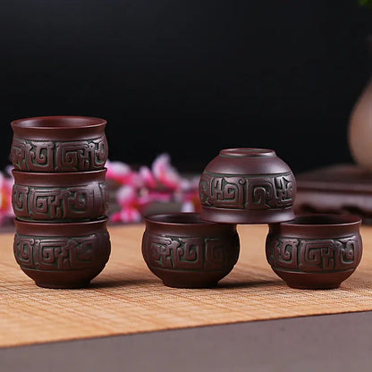 Retro Bronze Flat Tea Set, Large Teapot, Antique Dragon Tea Cup, Yixing Purple Sand, Kungfu Bubble Teapot