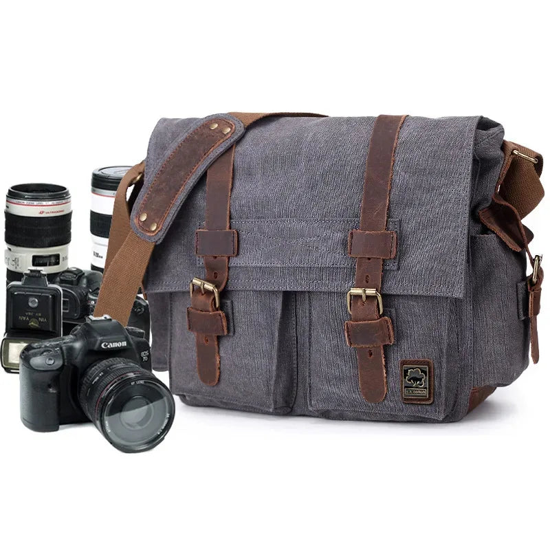 Retro Canvas Crossbody Shoulder Bags Sling DSLR SLR Photo Video Soft Casual Bag Pack Case Travel Camera Protective Cases