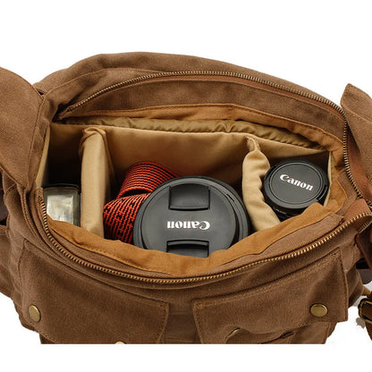 Retro Canvas Crossbody Shoulder Bags Sling DSLR SLR Photo Video Soft Casual Bag Pack Case Travel Camera Protective Cases