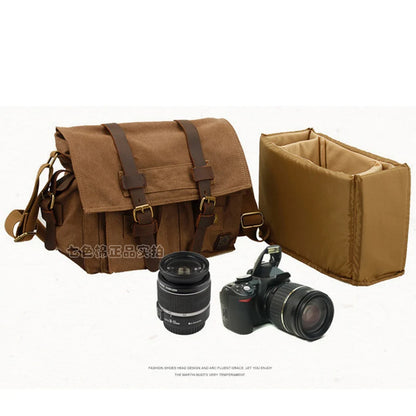 Retro Canvas Crossbody Shoulder Bags Sling DSLR SLR Photo Video Soft Casual Bag Pack Case Travel Camera Protective Cases