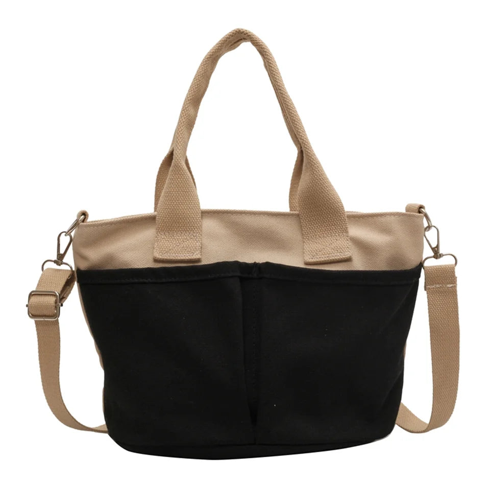 Retro Casual Shopping Bag Fashion Exquisite Women Totes Shoulder Bags Female Canvas Solid Color Handbag For Women