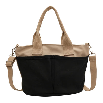 Retro Casual Shopping Bag Fashion Exquisite Women Totes Shoulder Bags Female Canvas Solid Color Handbag For Women