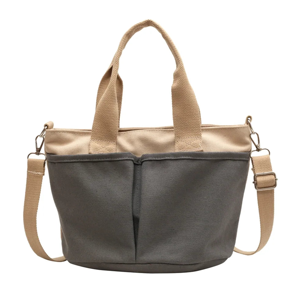 Retro Casual Shopping Bag Fashion Exquisite Women Totes Shoulder Bags Female Canvas Solid Color Handbag For Women