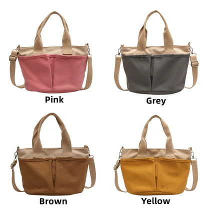 Retro Casual Shopping Bag Fashion Exquisite Women Totes Shoulder Bags Female Canvas Solid Color Handbag For Women
