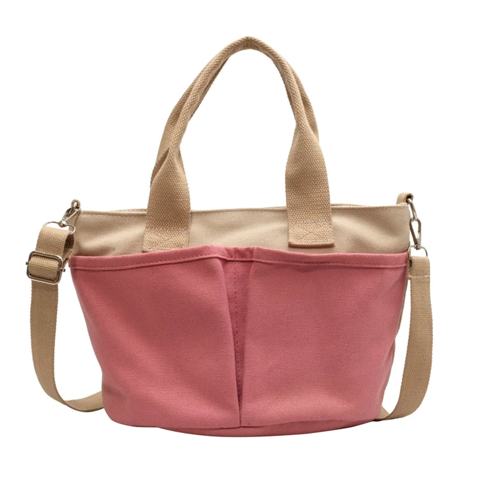 Retro Casual Shopping Bag Fashion Exquisite Women Totes Shoulder Bags Female Canvas Solid Color Handbag For Women
