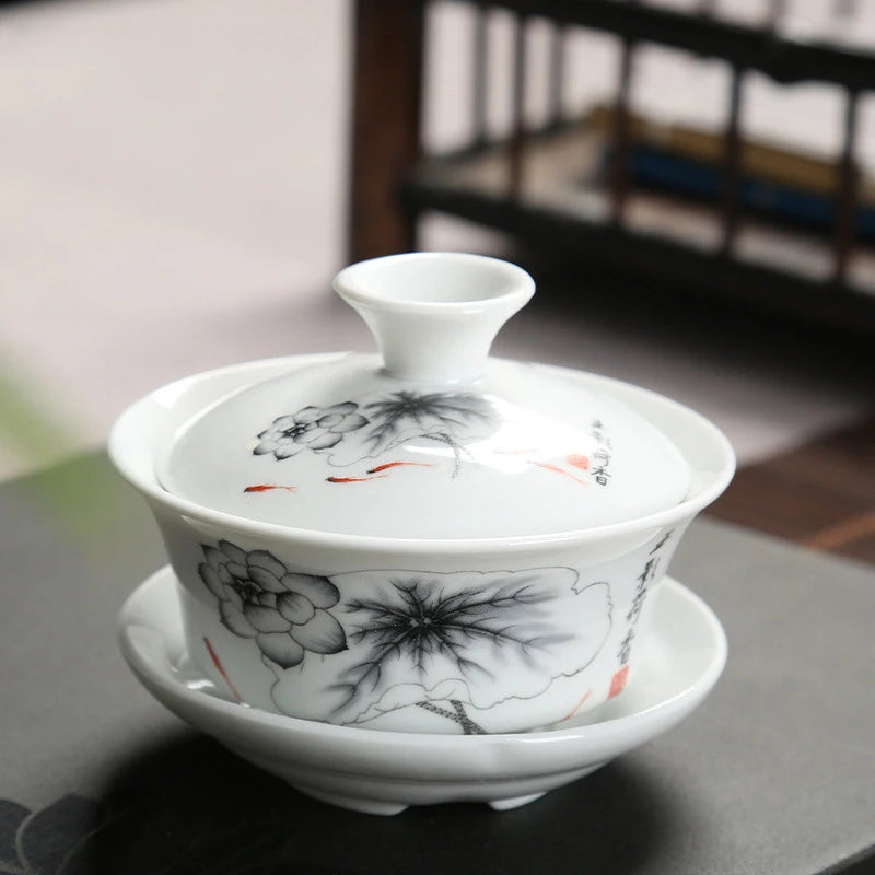 Retro Ceramic Gaiwan Tea Cup Customized Handmade Tureen Chinese Portable Tea Bowl Personal Teacup Household Tea Set Accessories