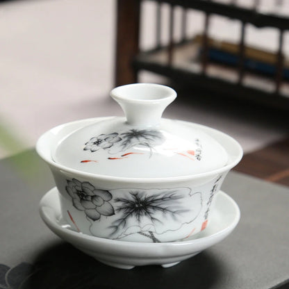 Retro Ceramic Gaiwan Tea Cup Customized Handmade Tureen Chinese Portable Tea Bowl Personal Teacup Household Tea Set Accessories