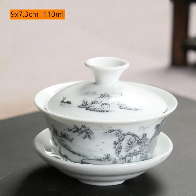 Retro Ceramic Gaiwan Tea Cup Customized Handmade Tureen Chinese Portable Tea Bowl Personal Teacup Household Tea Set Accessories