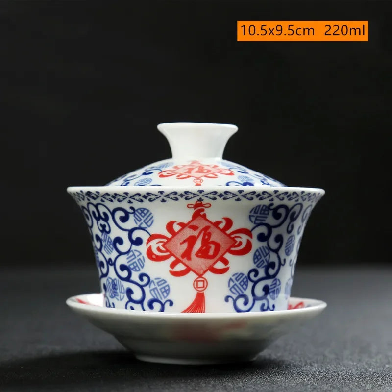 Retro Ceramic Gaiwan Tea Cup Customized Handmade Tureen Chinese Portable Tea Bowl Personal Teacup Household Tea Set Accessories