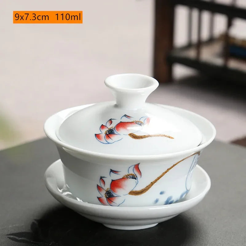 Retro Ceramic Gaiwan Tea Cup Customized Handmade Tureen Chinese Portable Tea Bowl Personal Teacup Household Tea Set Accessories