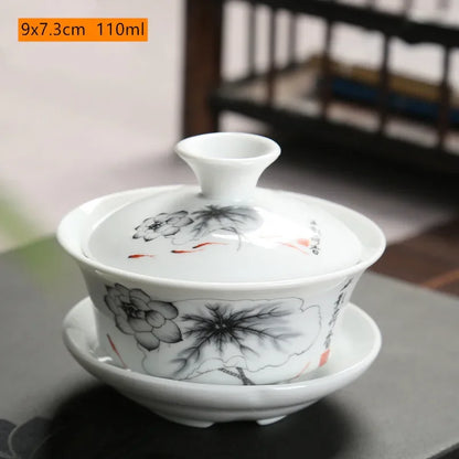 Retro Ceramic Gaiwan Tea Cup Customized Handmade Tureen Chinese Portable Tea Bowl Personal Teacup Household Tea Set Accessories