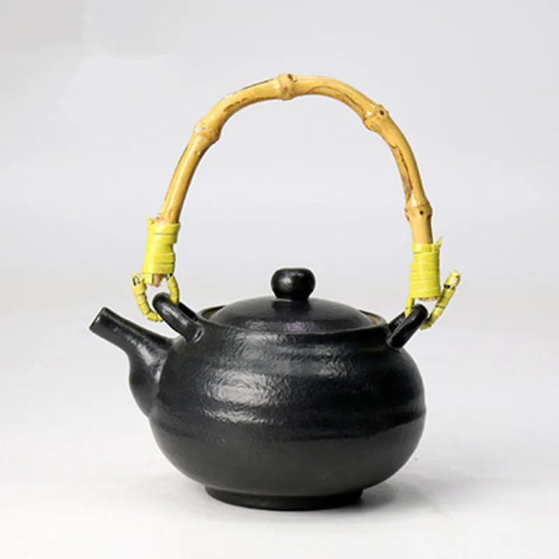 Retro Ceramic Kiln Change Teapot, Coarse Ceramic, Lifting Beam Pot, Household Kungfu Tea Set