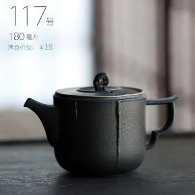 Retro Ceramic Kiln Change Teapot, Coarse Ceramic, Lifting Beam Pot, Household Kungfu Tea Set