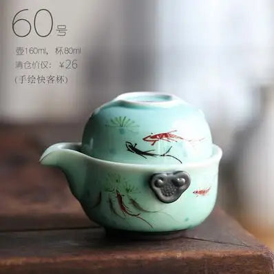 Retro Ceramic Kiln Change Teapot, Coarse Ceramic, Lifting Beam Pot, Household Kungfu Tea Set
