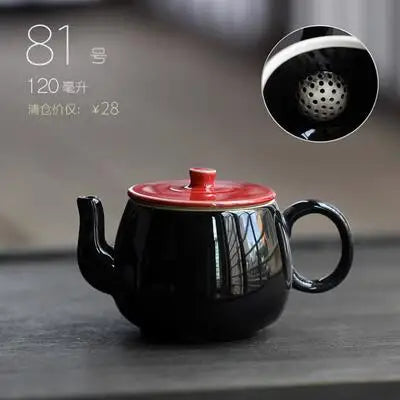 Retro Ceramic Kiln Change Teapot, Coarse Ceramic, Lifting Beam Pot, Household Kungfu Tea Set