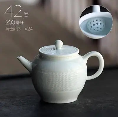 Retro Ceramic Kiln Change Teapot, Coarse Ceramic, Lifting Beam Pot, Household Kungfu Tea Set