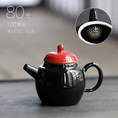 Retro Ceramic Kiln Change Teapot, Coarse Ceramic, Lifting Beam Pot, Household Kungfu Tea Set